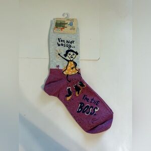 NWT Blue Q I’m not Bossy Crew Socks Soft Combed Cotton Womens Size 5-10
